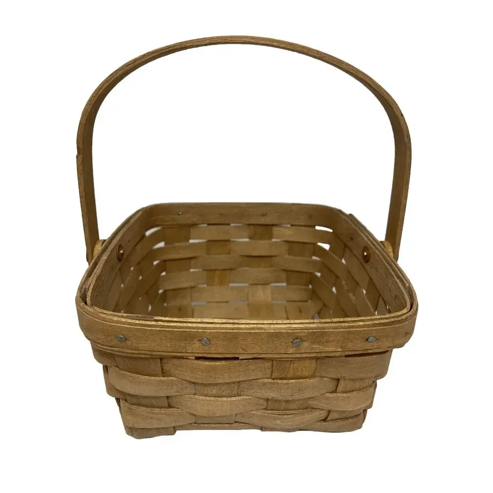 Vintage Longaberger Square Berry Basket Folding Handle‎ Riveted 6.5 Inch 1986